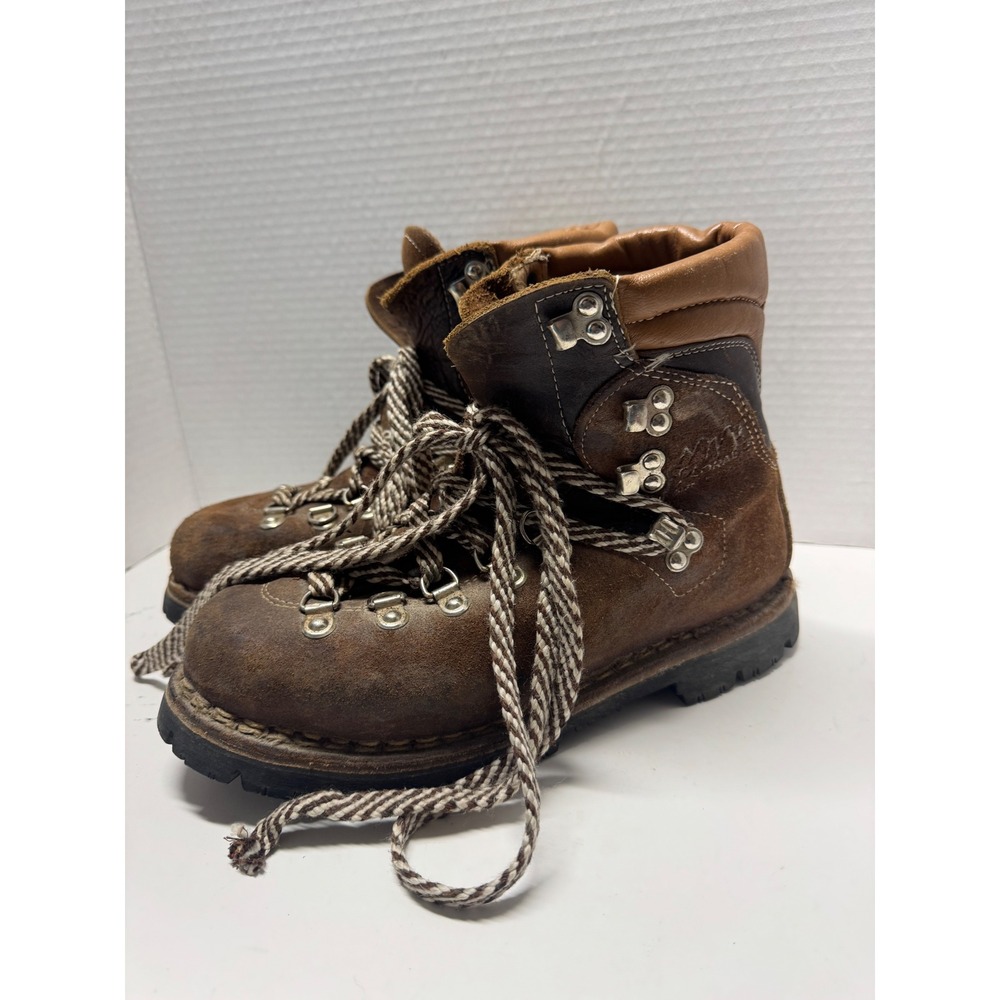 NM Colorado Vintage Brown Suede Leather Hiking Boots Vibram Made in Italy 8M 40